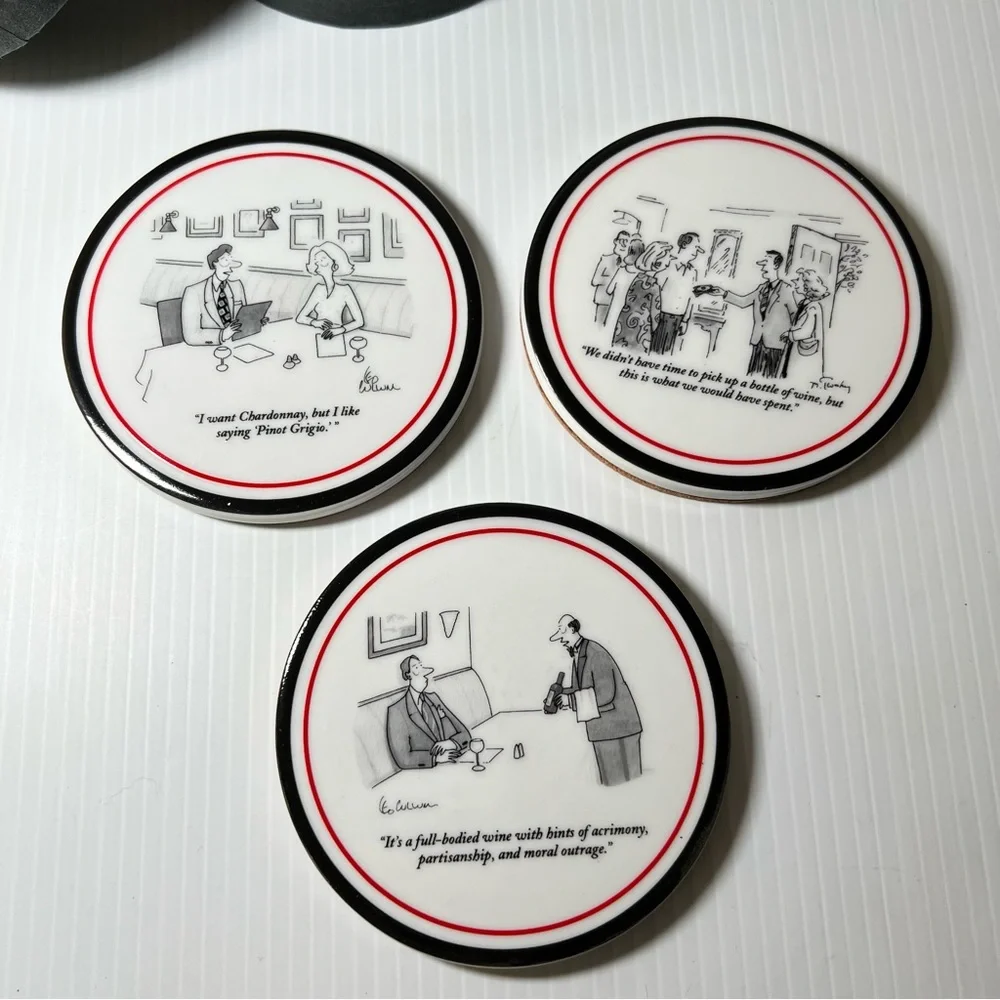 New Yorker Restoration Hardware Eustace Tilley Set of 6 Wine Themed Coasters